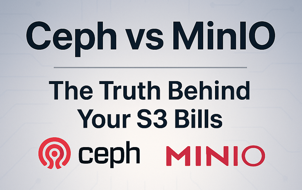 Ceph vs MinIO comparison for S3-compatible open source object storage, highlighting performance, licensing, and cost differences.