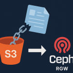 aws s3 to ceph rgw migration illustration with data bucket and broken chain