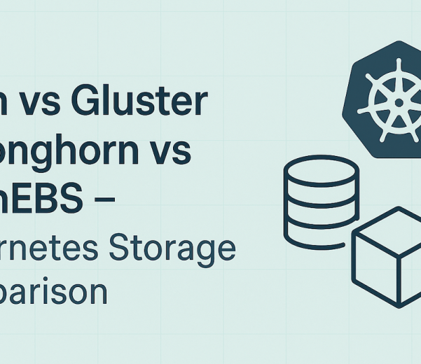 Illustration of Kubernetes-native storage architecture with servers, data flow, and cloud-native components –