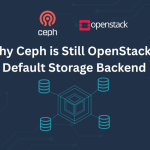 Ceph and OpenStack logos with abstract cloud infrastructure elements, representing scalable and unified storage solutions.