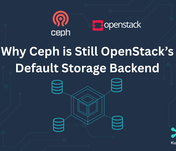 Ceph and OpenStack logos with abstract cloud infrastructure elements, representing scalable and unified storage solutions.